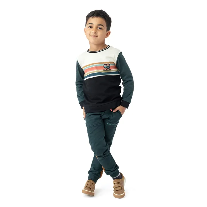 Black Noruk Boys Stripe Long Sleeve Tee - Select Size