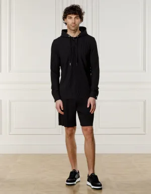 Black Pleated Hoodie