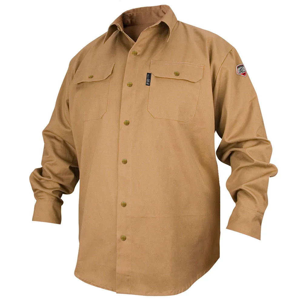 Black Stallion FS7-KHK-3XL Flame Resistant Cotton Work Shirt, 3XL