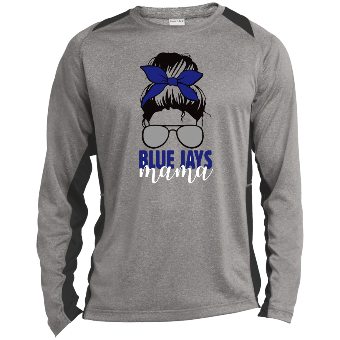 Blue Jays Mama ST361LS Long Sleeve Heather Colorblock Performance Tee