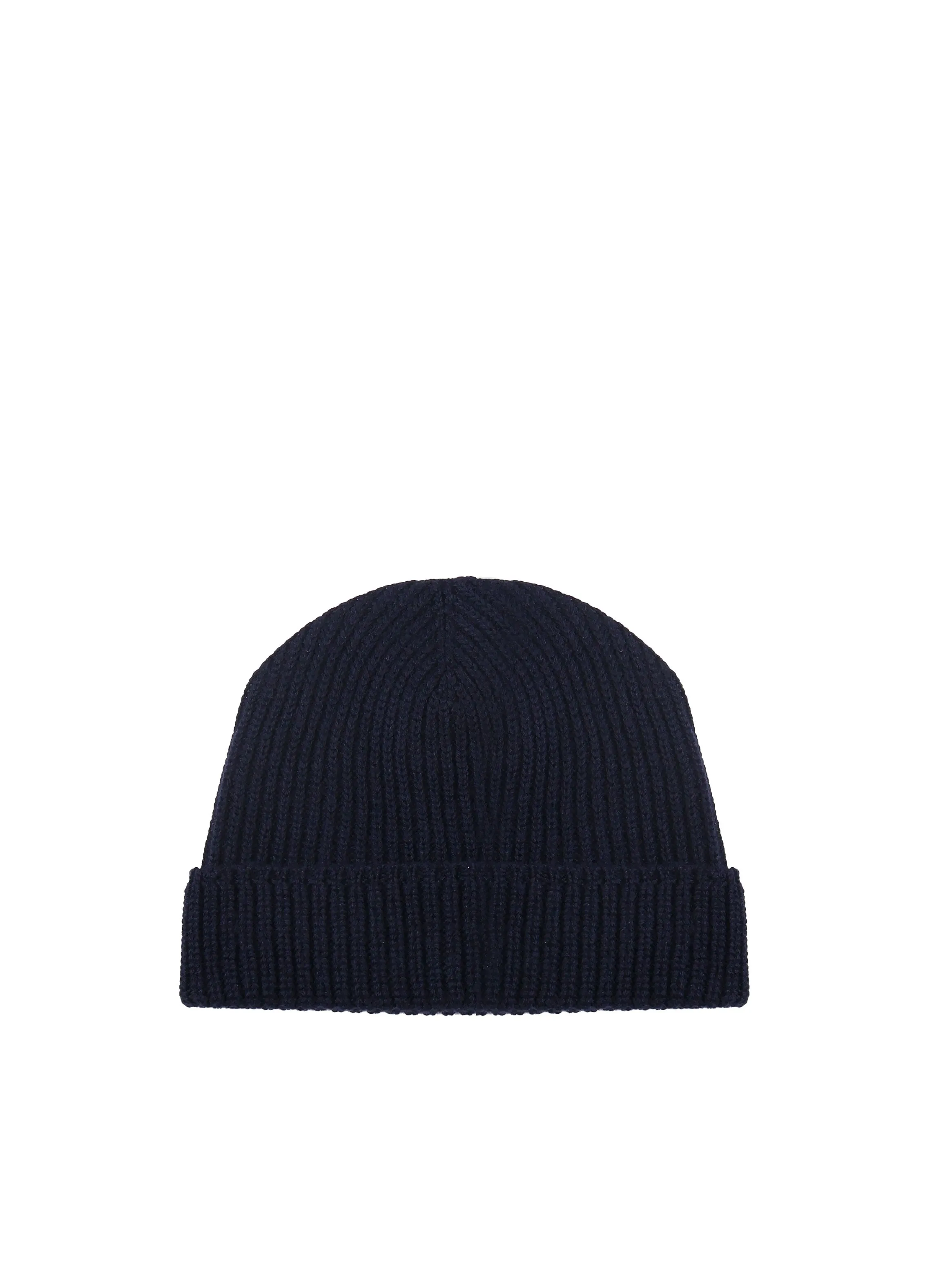 Blue Ribbed Cuff Beanie Hat