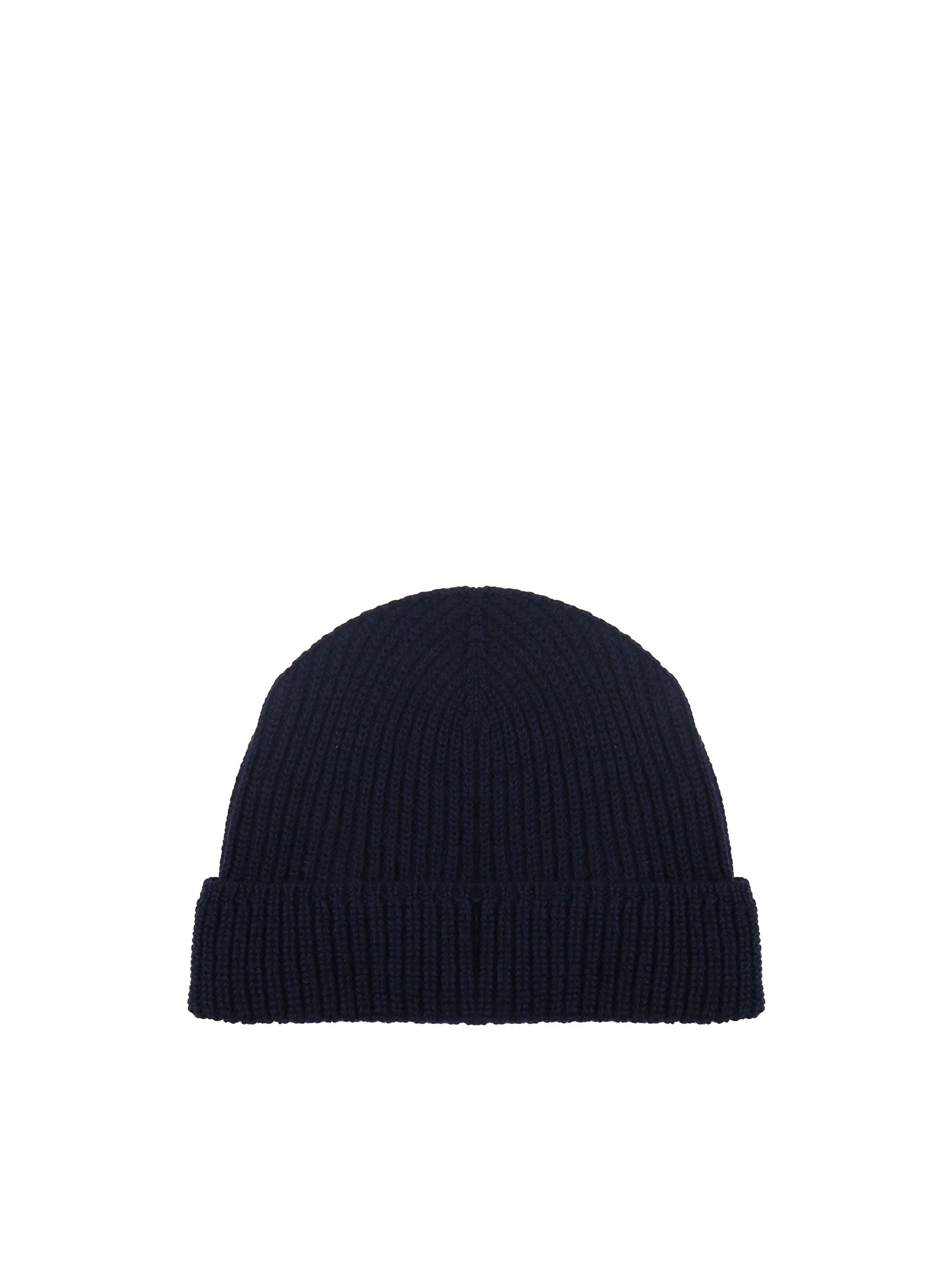 Blue Ribbed Cuff Beanie Hat