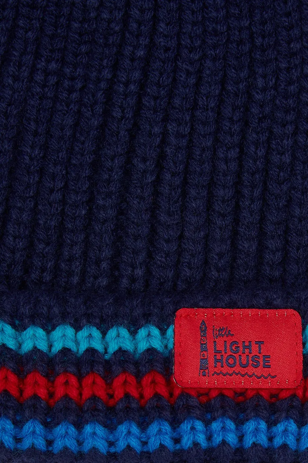 Bobbie Bobble Hat - Navy Red Blue Striped