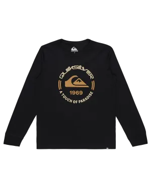 Boys Circle Logo Long Sleeve T-Shirt in Black