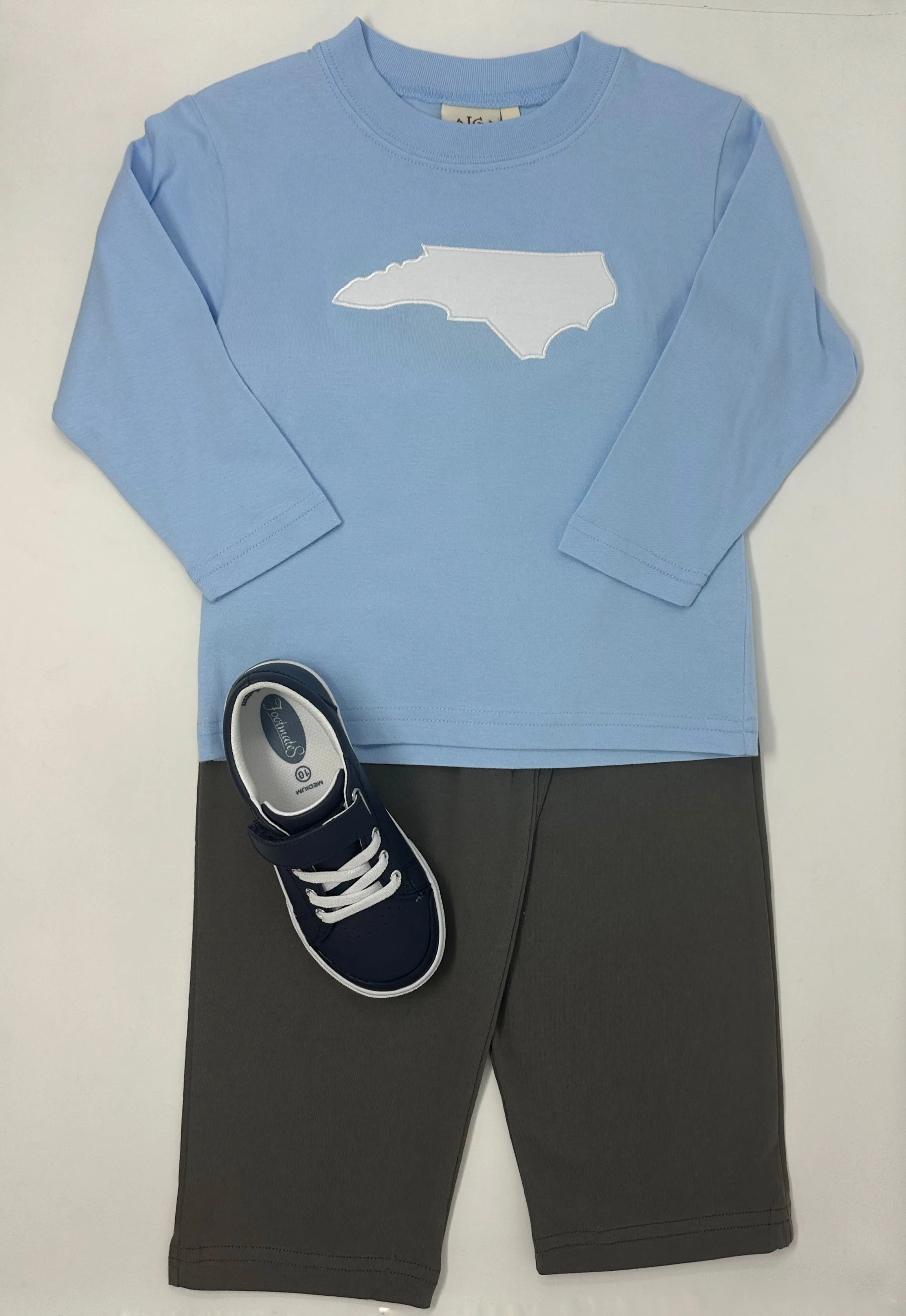 Boy's L/S T-Shirt w/ NC Silhouette - Lt. Blue