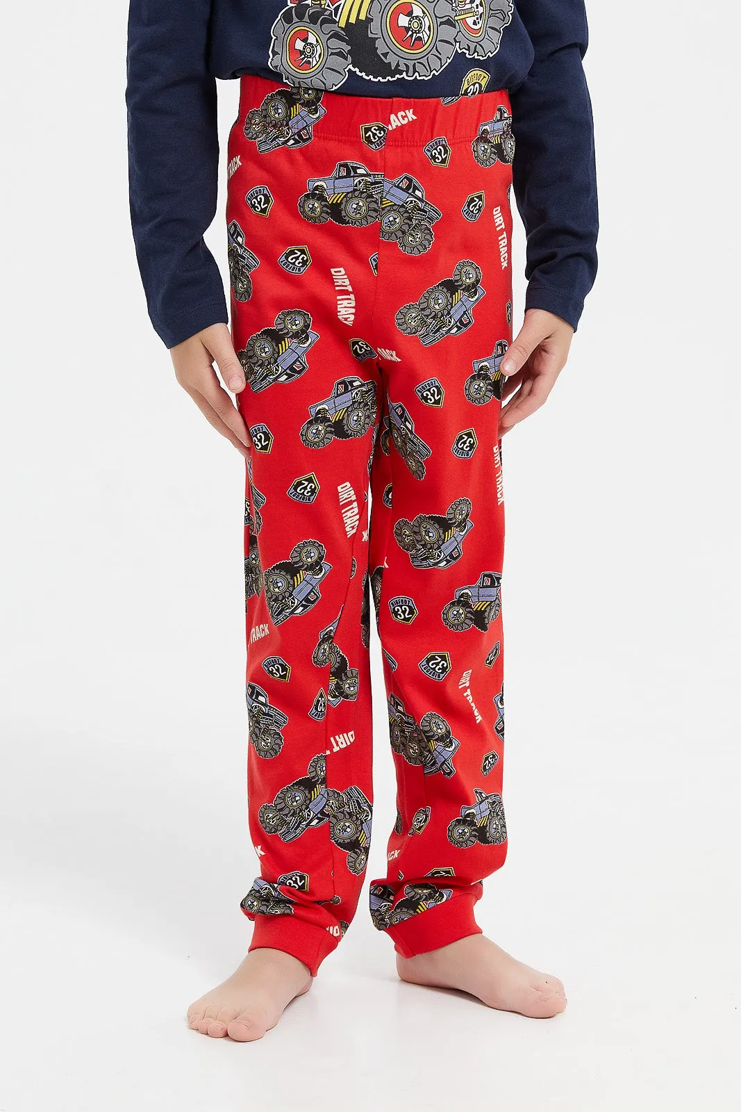 Boys Navy Printed Pyjama Set (2 Piece)