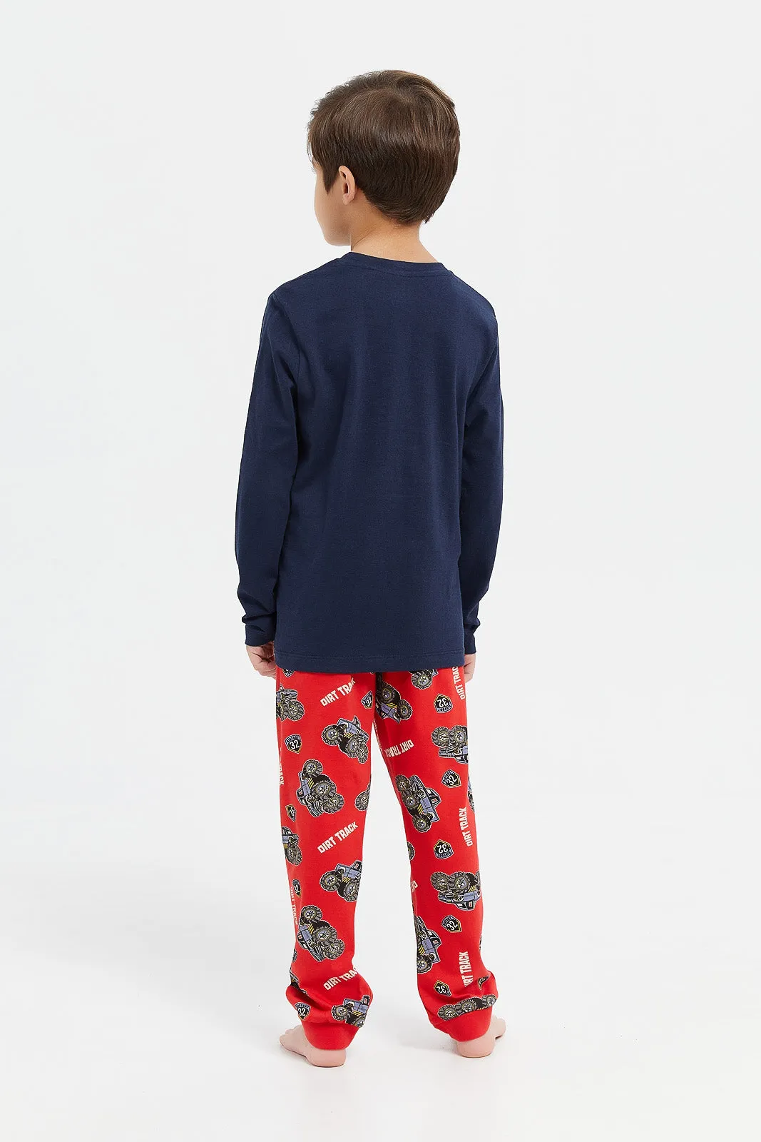 Boys Navy Printed Pyjama Set (2 Piece)