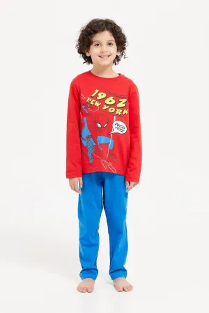 Boys Red And Blue Spider-Man Pyjama Set (2 Piece)