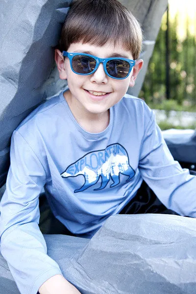 Boys Sun Protective Shirt-Explore Cobalt Blue Gray