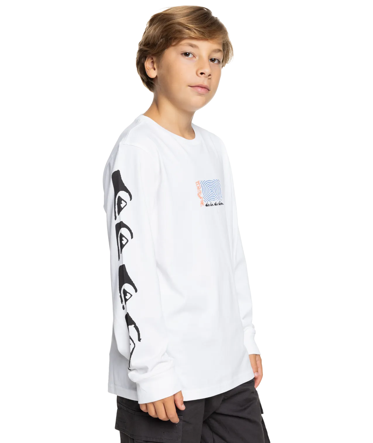 Boys Warped Long Sleeve T-Shirt in White