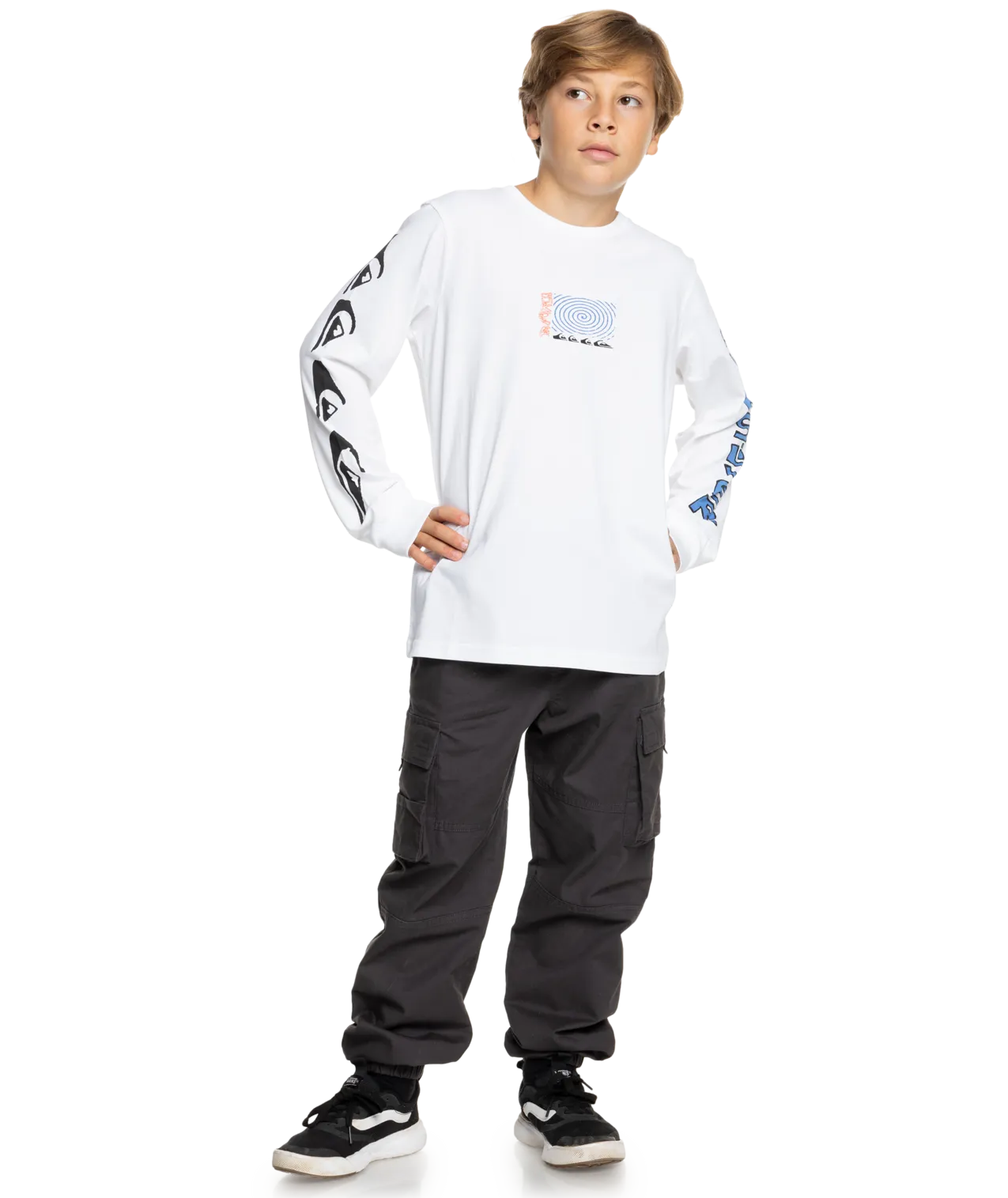 Boys Warped Long Sleeve T-Shirt in White