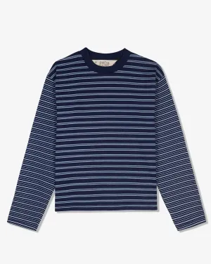 Brain Dead - Men's Multi Stripe LS Mockneck T-Shirt - (Indigo)