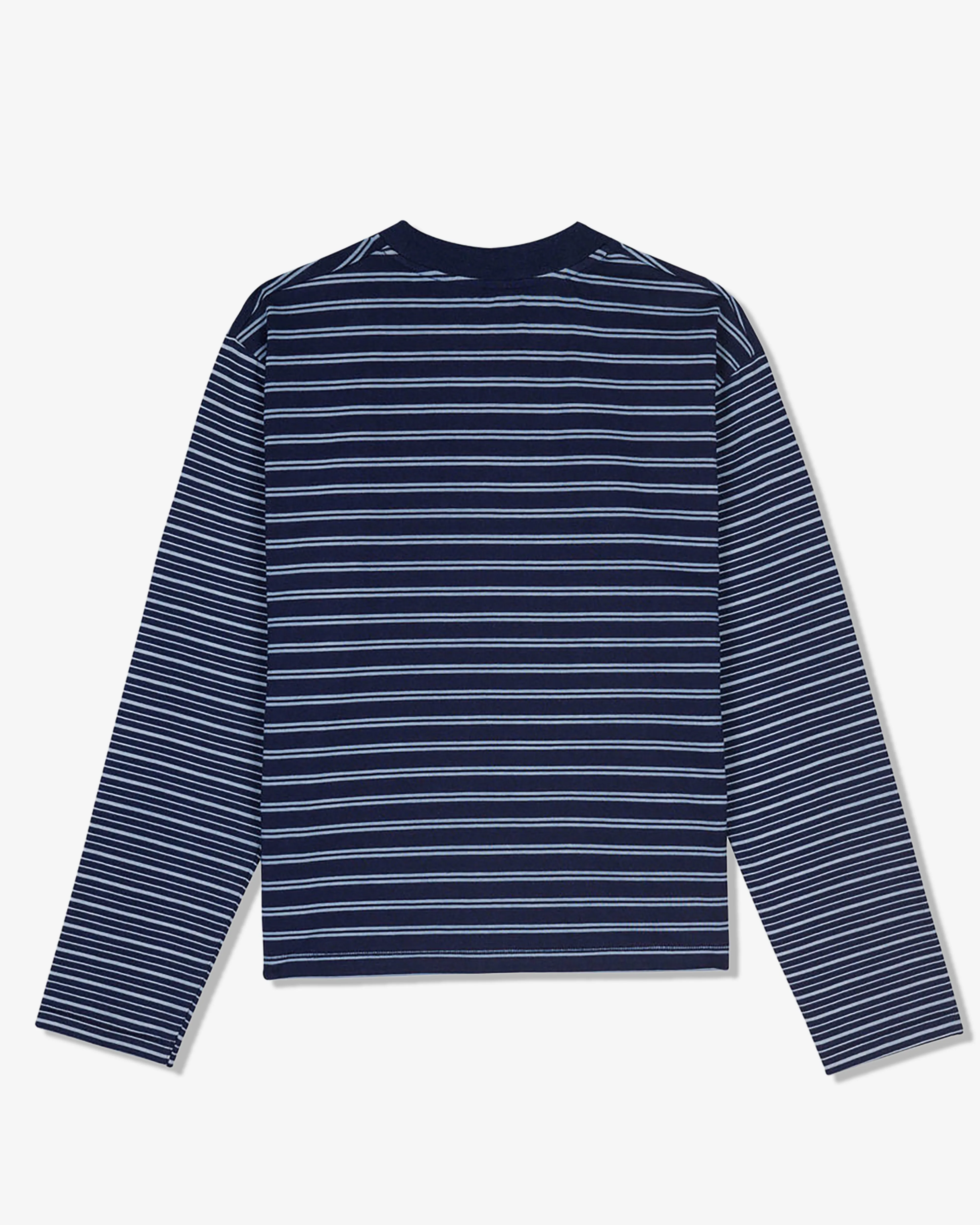 Brain Dead - Men's Multi Stripe LS Mockneck T-Shirt - (Indigo)