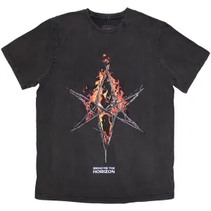 Bring Me The Horizon Unisex T-Shirt: Flame Hex & Text Logo (Wash Collection)