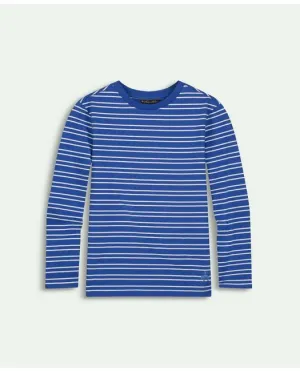 Brooks Brothers Boys Cotton Striped Long Sleeve T-Shirt Blue