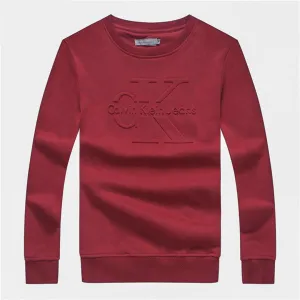 Calvin Klein Logo-Embroidered Crew Neck Sweat Shirt- Red