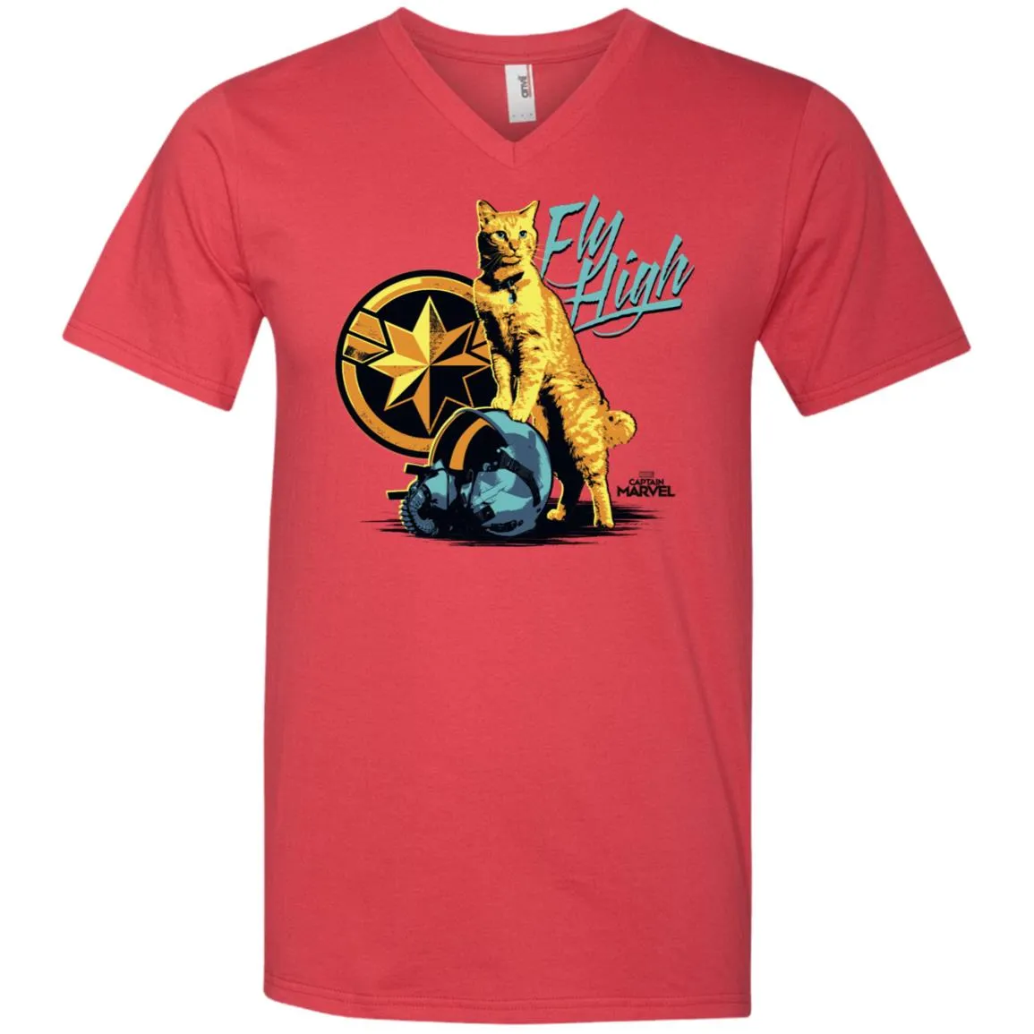 Captain Marvel Symbol Goose Fly High Men V-Neck T-Shirt