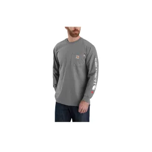 Carhartt FR Force Loose Fit Lightweight Long-Sleeve Graphic T-Shirt Granite