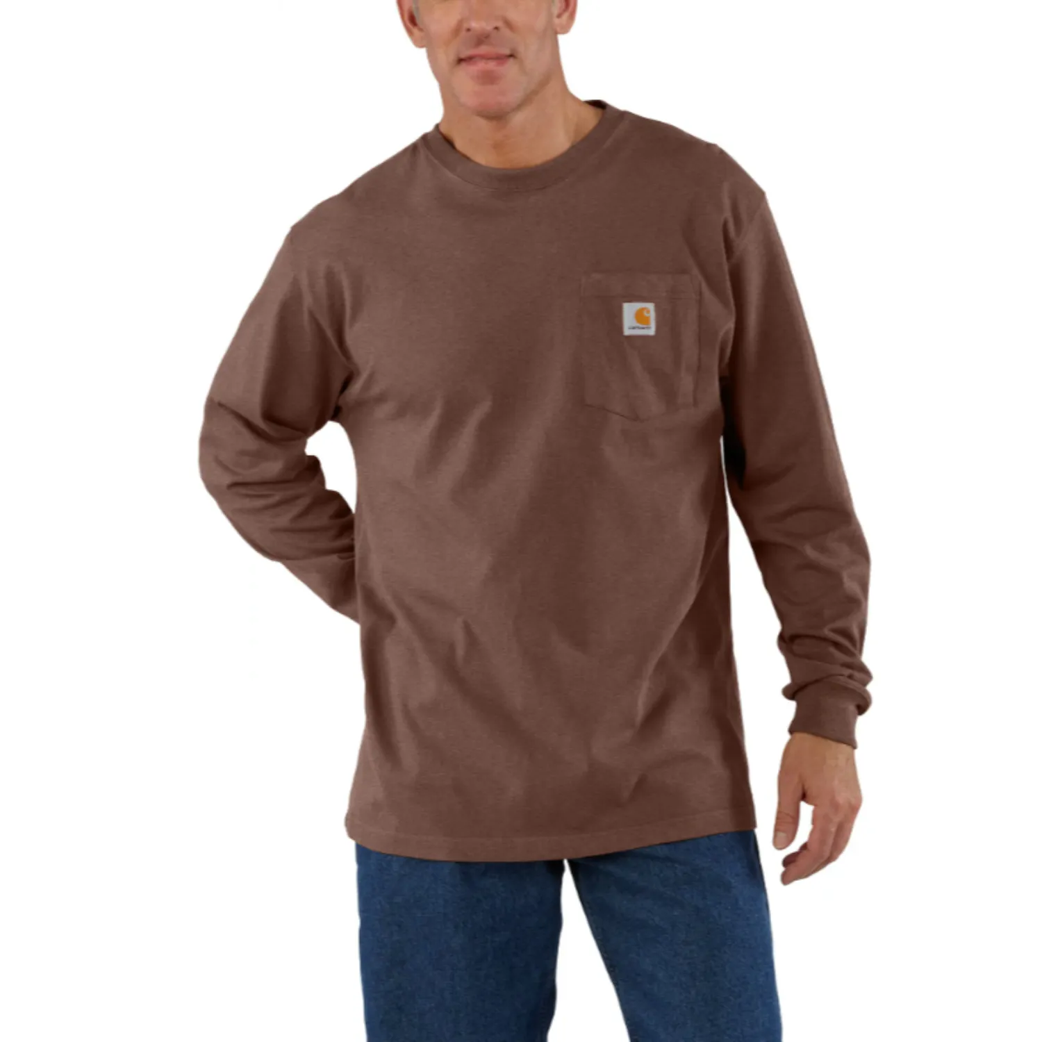 Carhartt Men's Long Sleeve Pocket T-Shirt_Mocha Heather