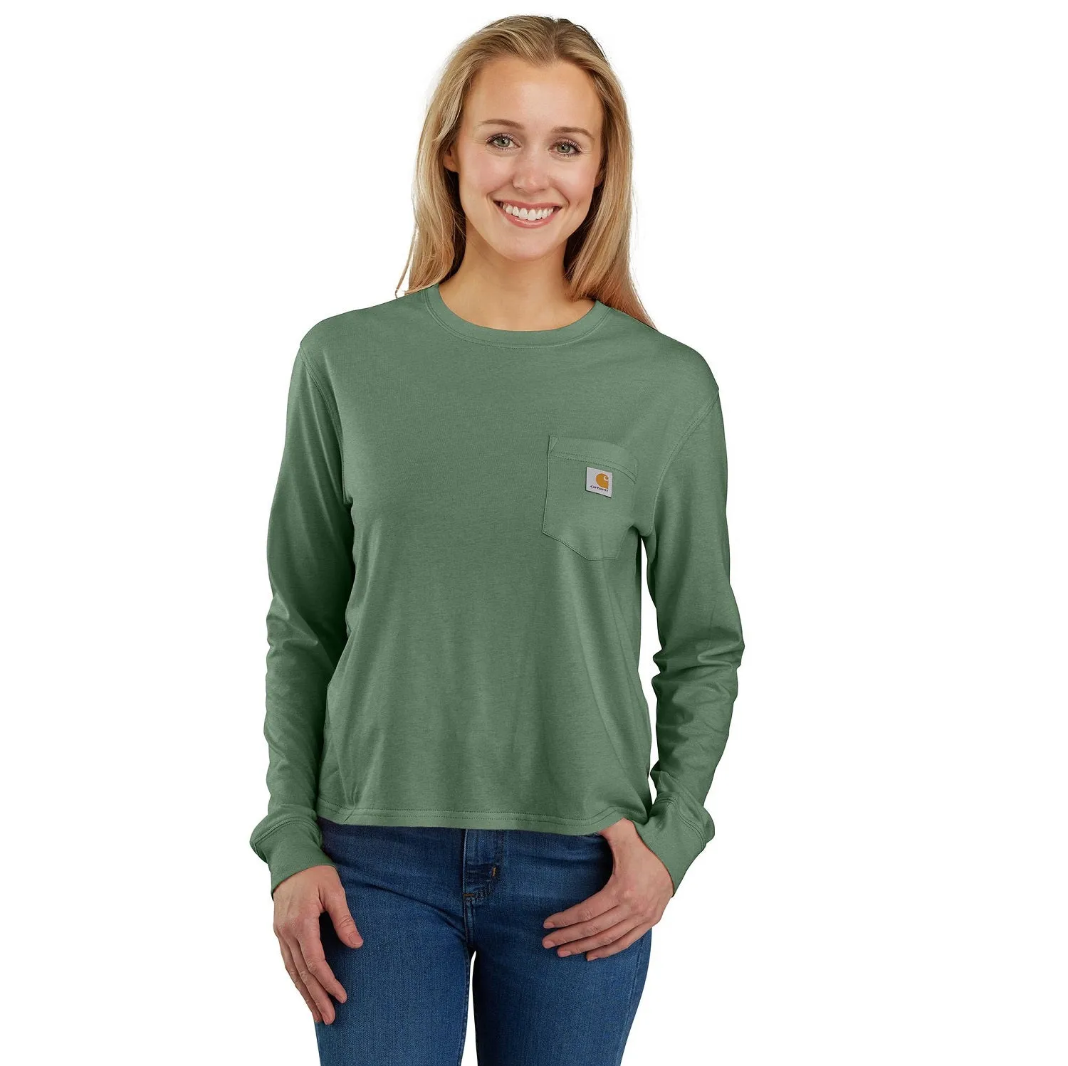 Carhartt Women's Tencel Loose Fit Lightweight Crewneck Pocket Long Sleeve T-Shirt