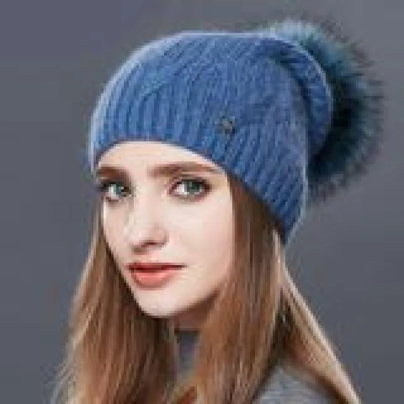 Cashmere Women Knitted Pompom Beanies Winter Hats