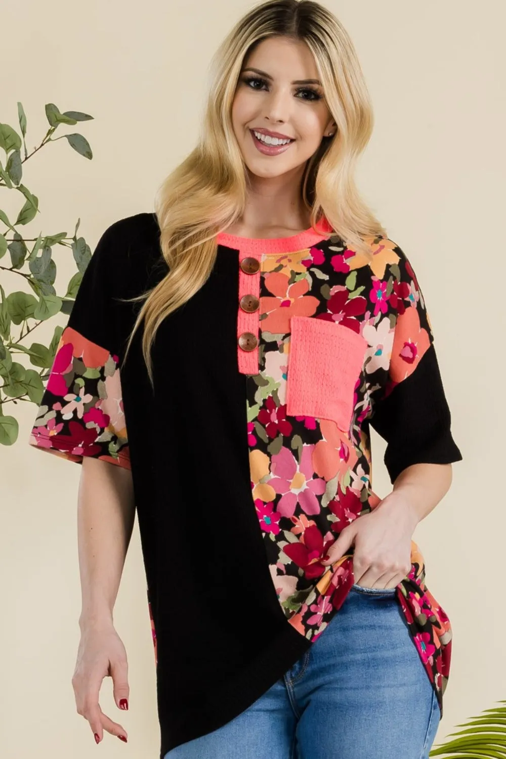 Celeste Full Size Floral Short Sleeve T-Shirt