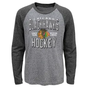 Chicago Blackhawks Youth Established Tri-Blend Long Sleeve T-Shirt