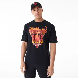 Chicago Bulls NBA Flame Graphic Black Oversized T-Shirt