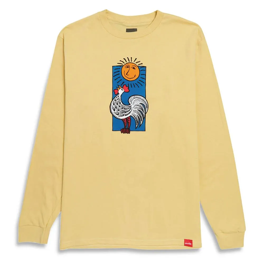 Chocolate Rooster Long Sleeve T-shirt - Pale Yellow