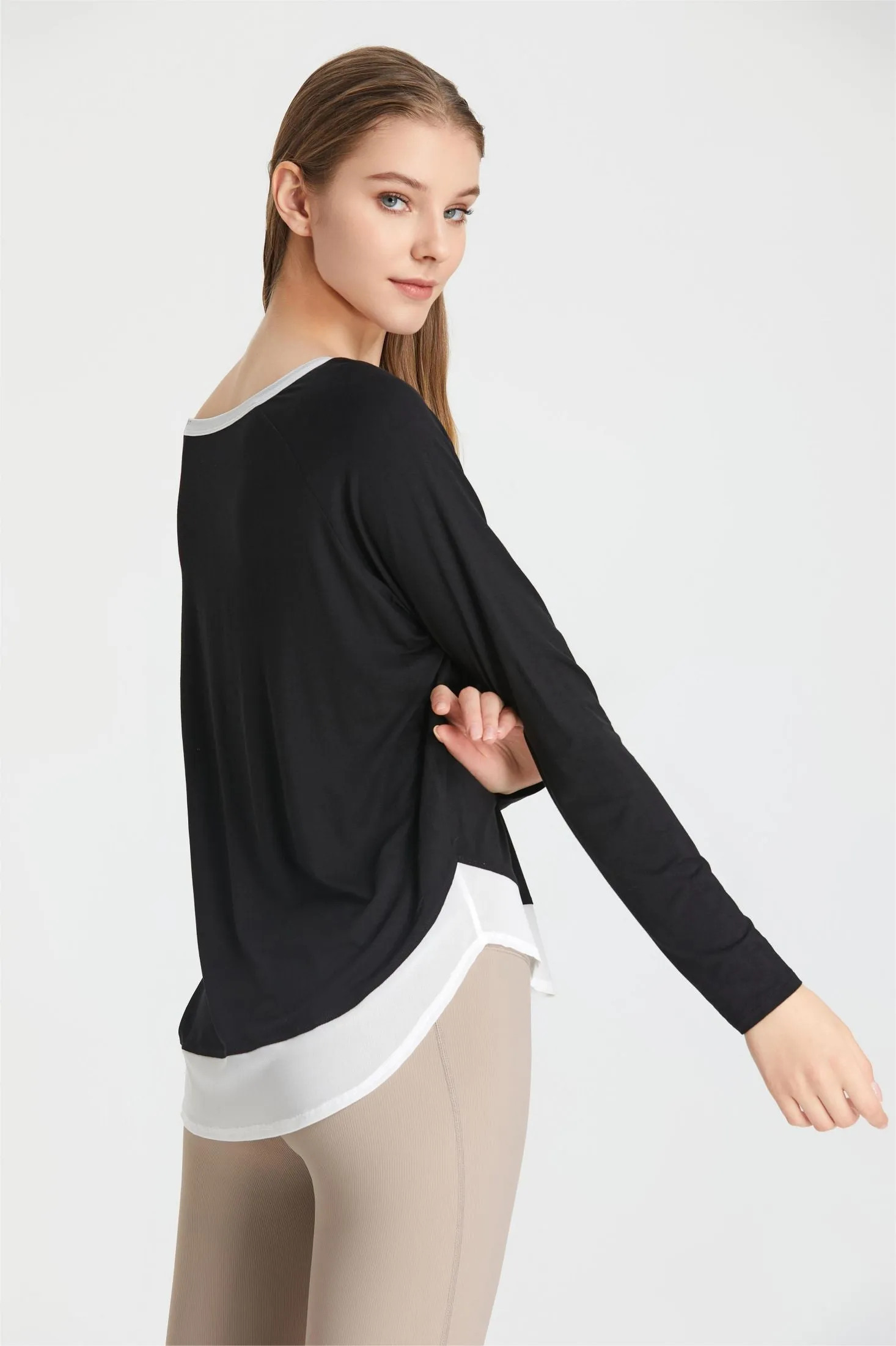 Color-Block Patchwork Long Sleeve T-Shirt