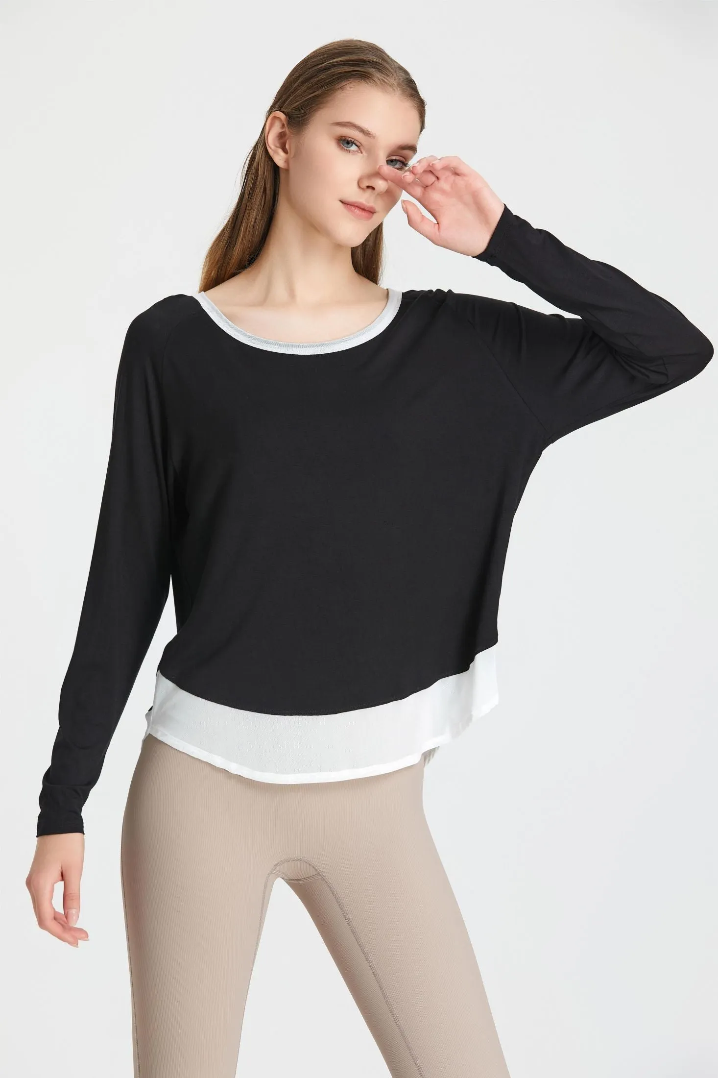 Color-Block Patchwork Long Sleeve T-Shirt