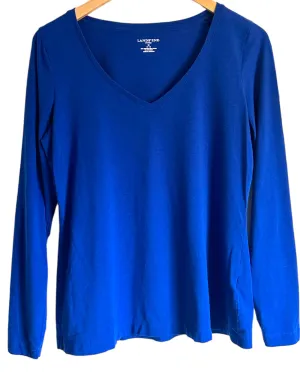 Cool Winter Cobalt Blue Long Sleeve V-Neck Tee