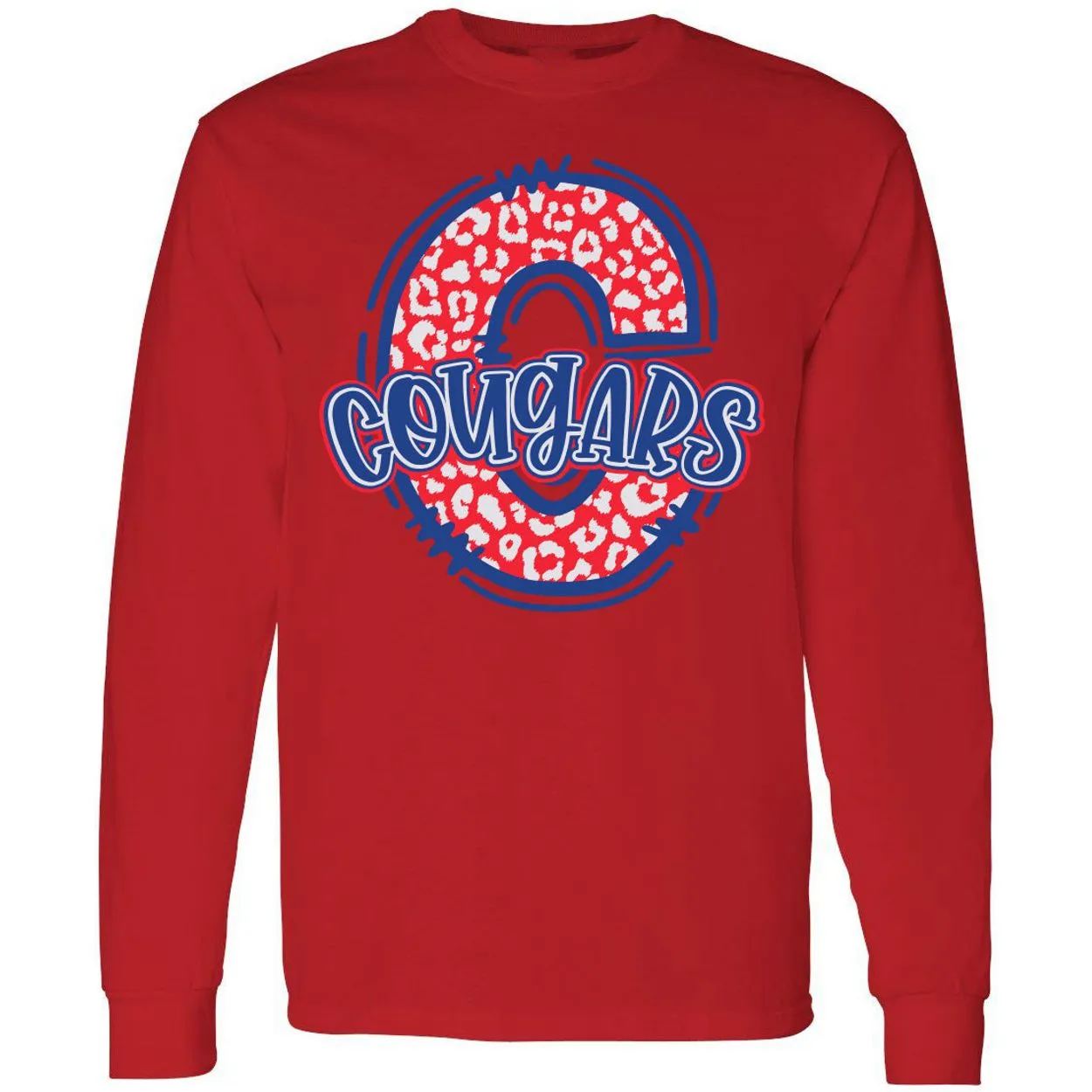 Cooper Cougars - Animal Print Letter Long Sleeve T-Shirt