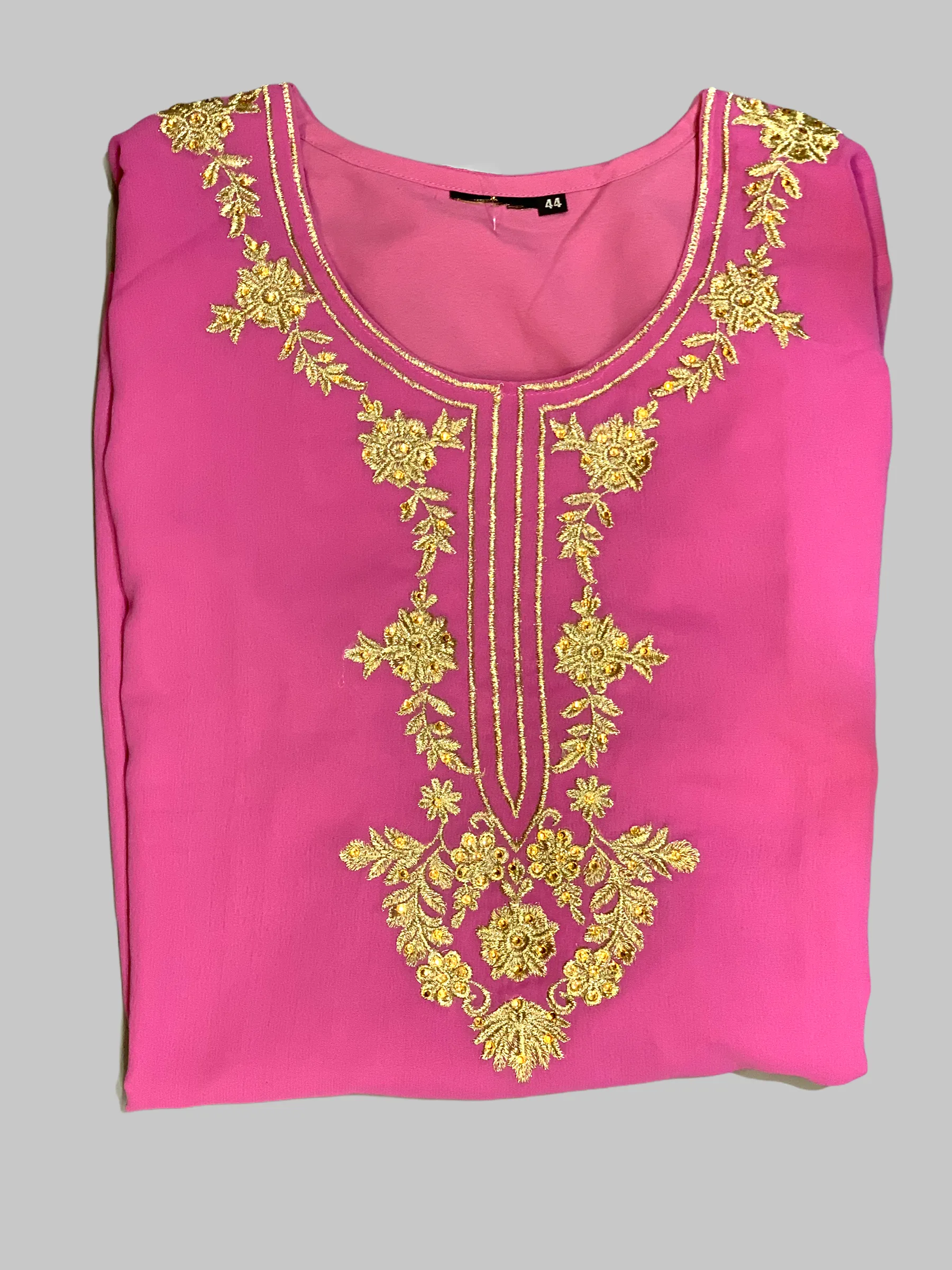 Cotton Chiffon Rosewood Red Embroidered Kurti