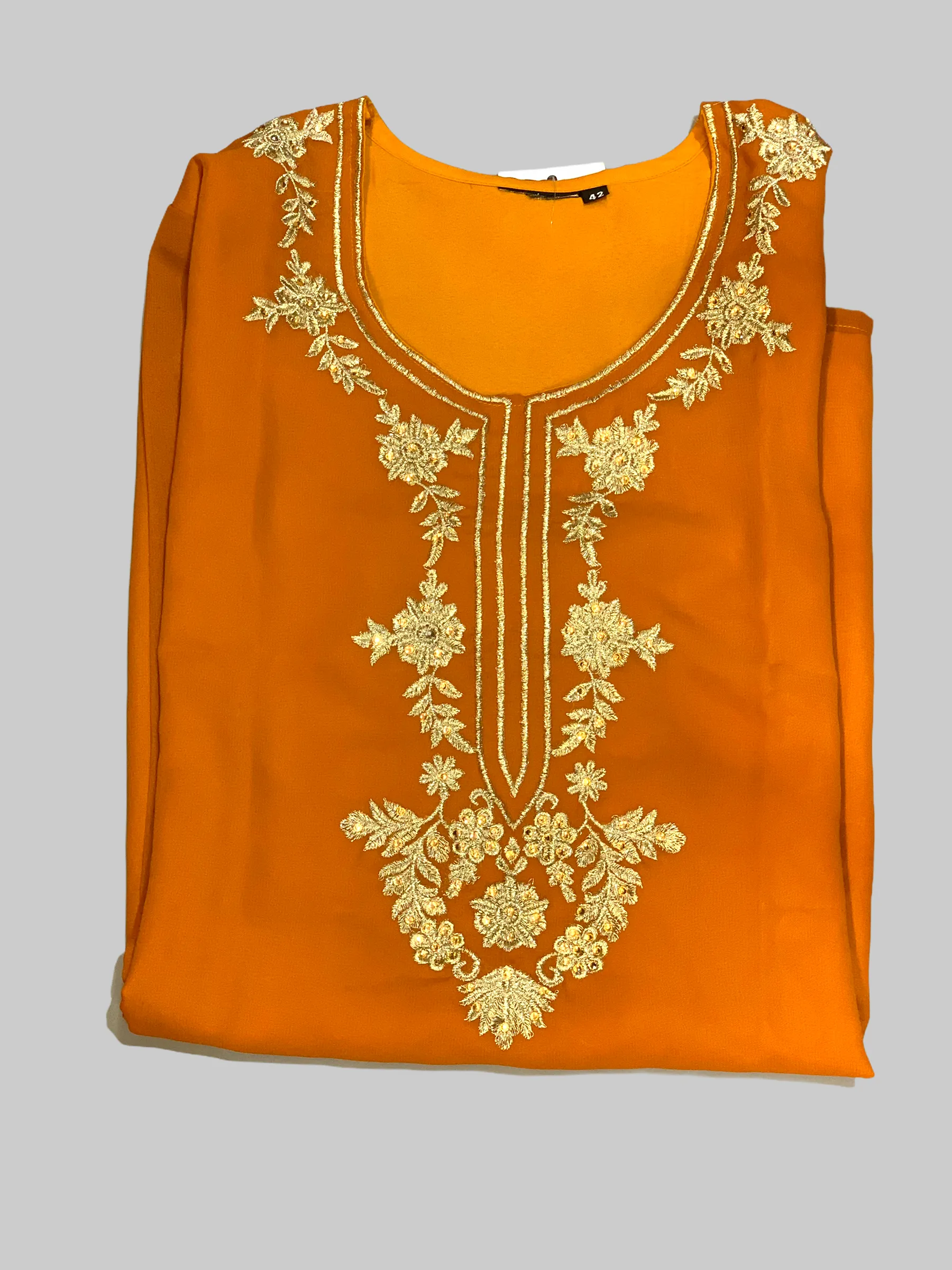 Cotton Chiffon Rosewood Red Embroidered Kurti