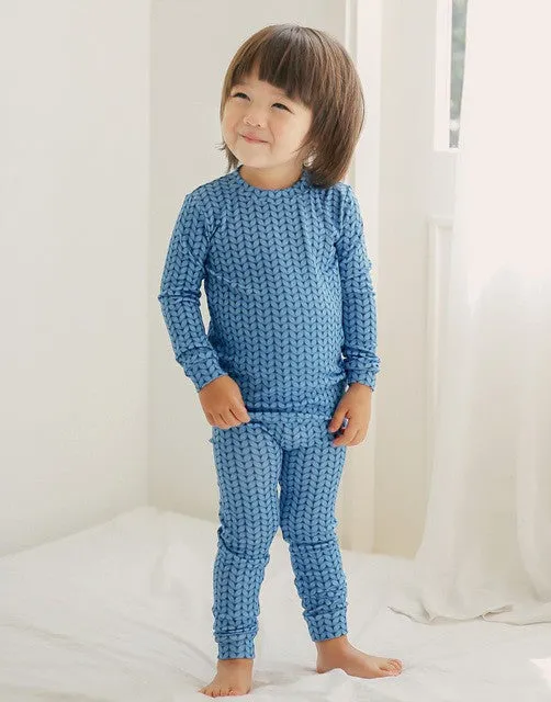 Cozy Knit Blue Long Sleeve Pajama