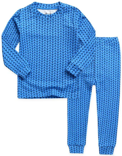 Cozy Knit Blue Long Sleeve Pajama