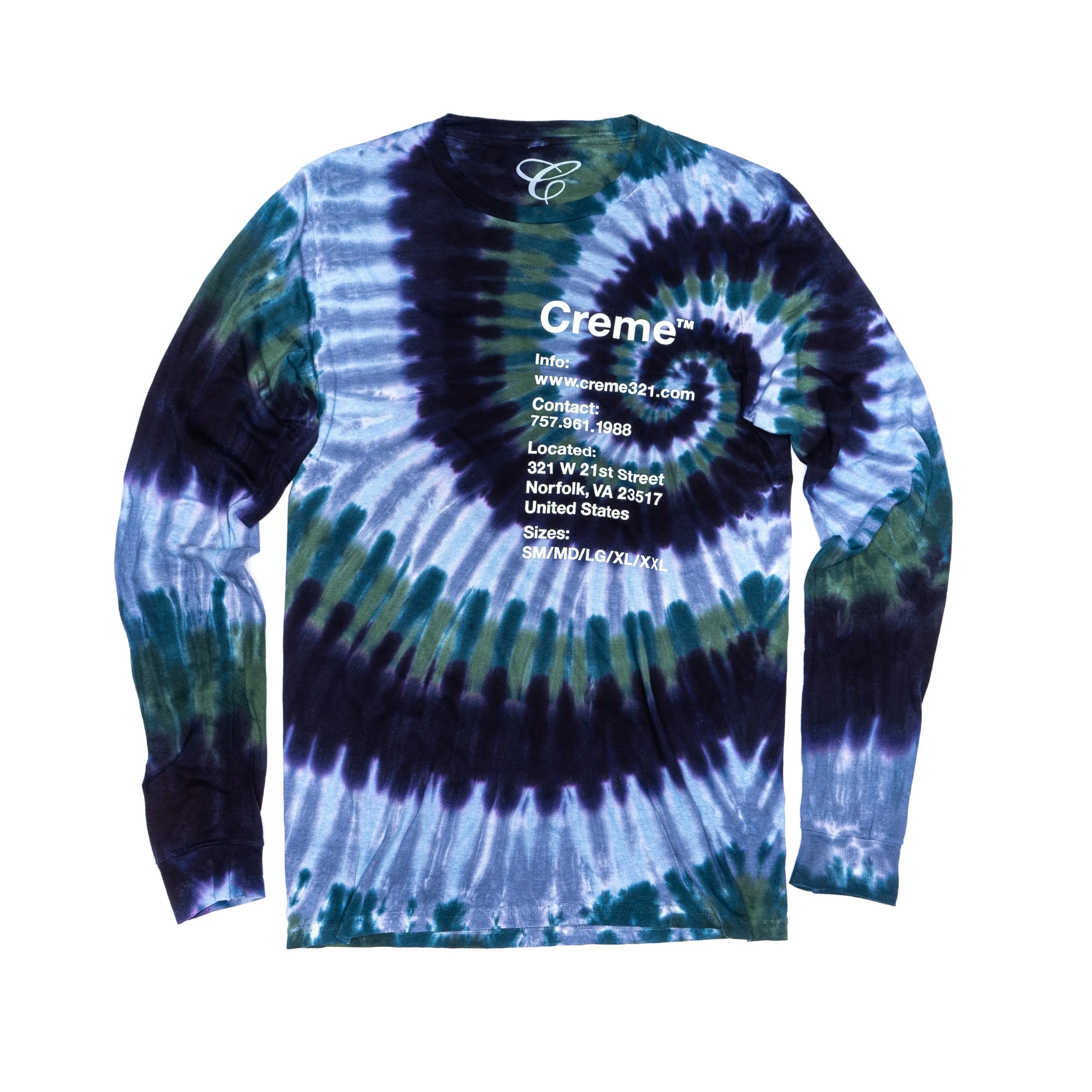 CREME VA INFO TIE DYE LS TEE - SPRUCE