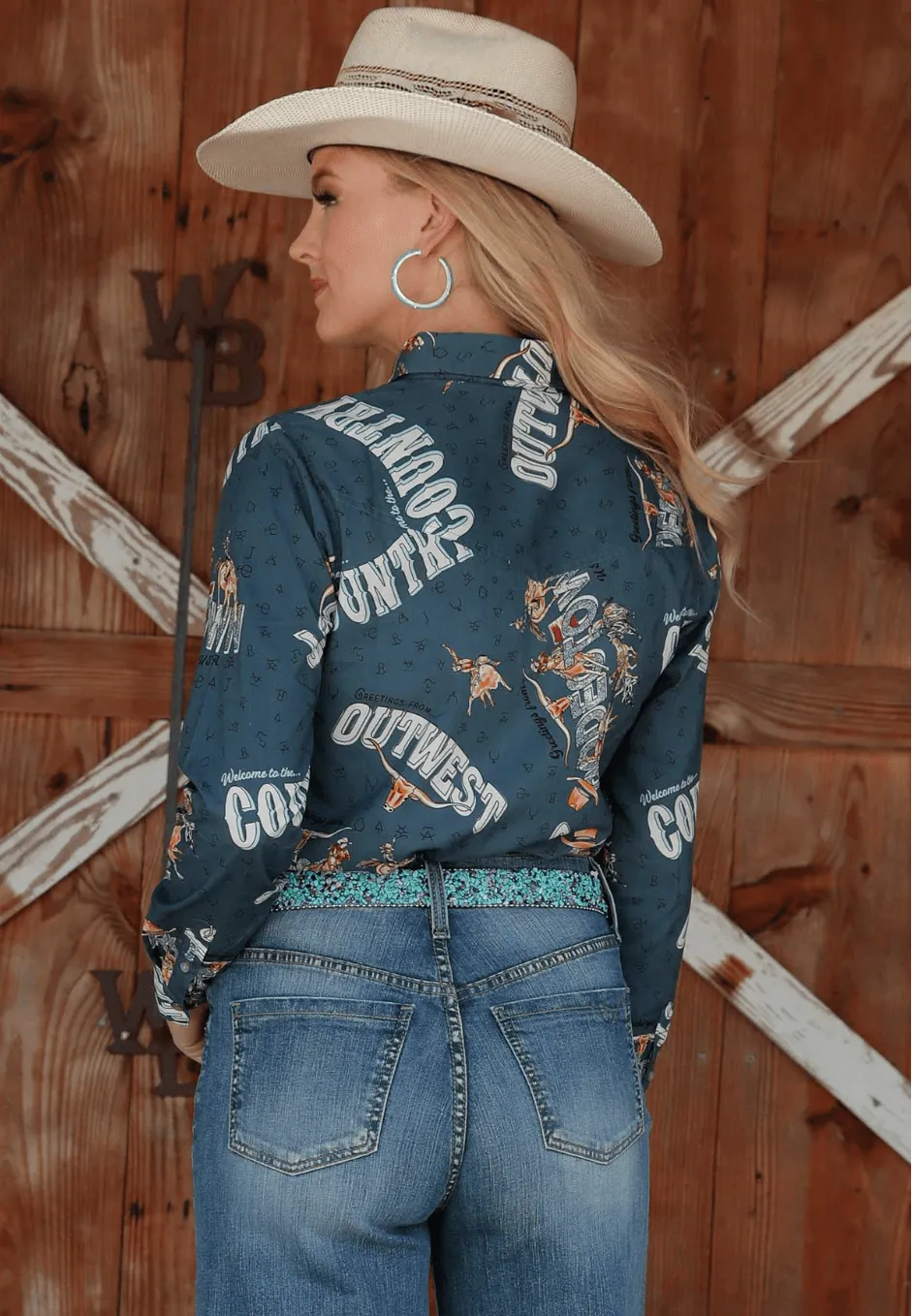 Cruel Denim Women's Navy RodeoTown Long Sleeve Snap Western Shirt CTW7343009