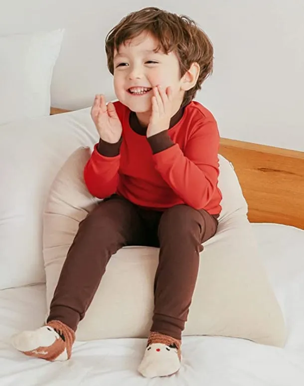 Daily Red Brown Long Sleeve Pajama