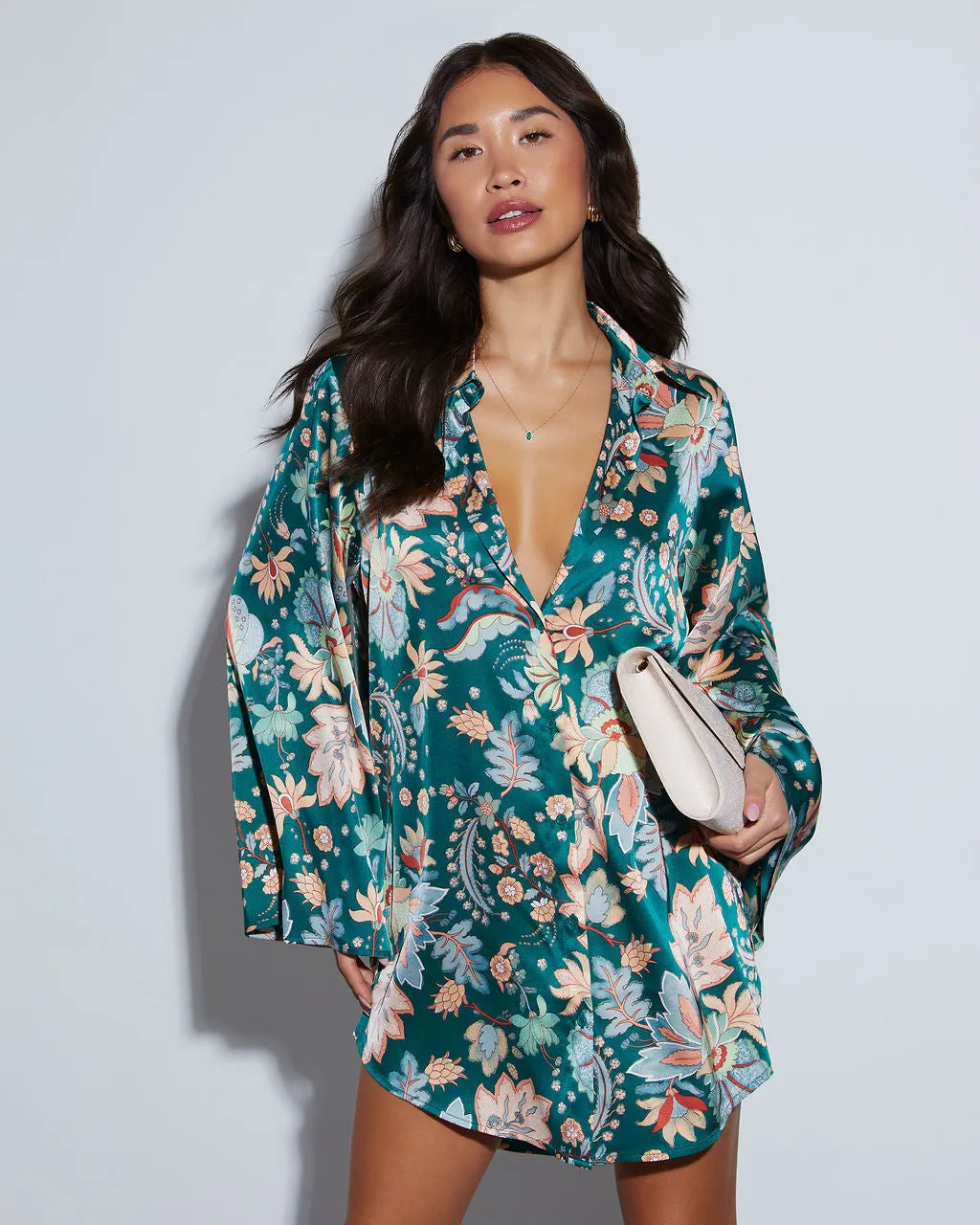 Desert Express Satin Floral Tunic