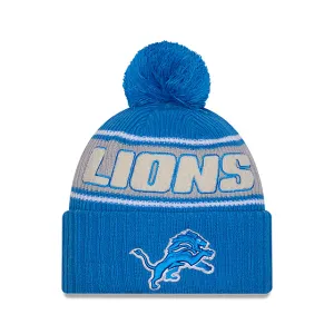 Detroit Lions NFL New Era Men's Light Blue 2024 Sideline Sport Knit Pom Hat