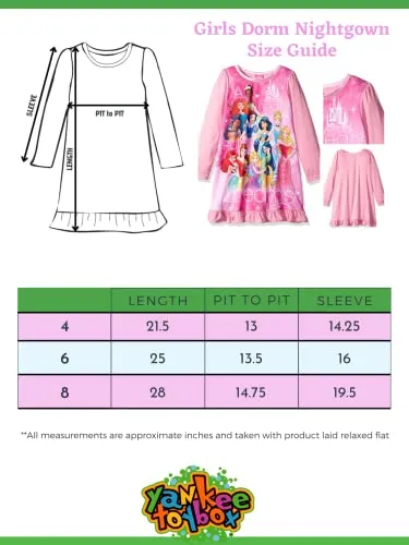 Disney Princess Girls Long Sleeve Nightgown Pajamas