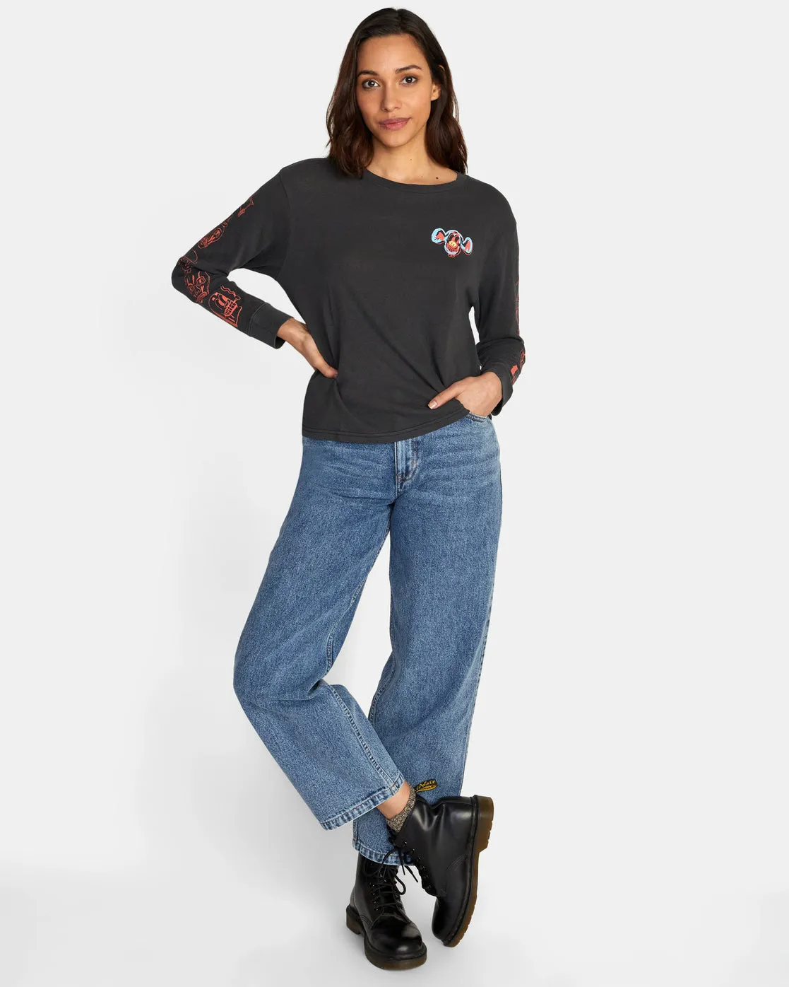 Dmote Gang Long Sleeve Tee - RVCA Black