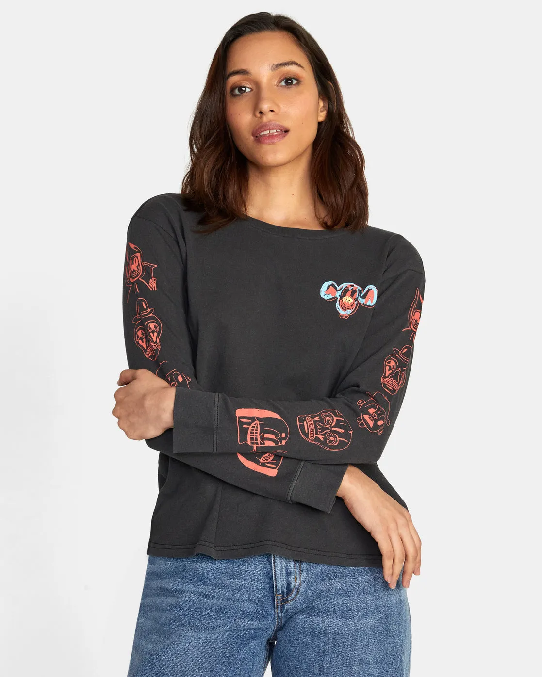 Dmote Gang Long Sleeve Tee - RVCA Black