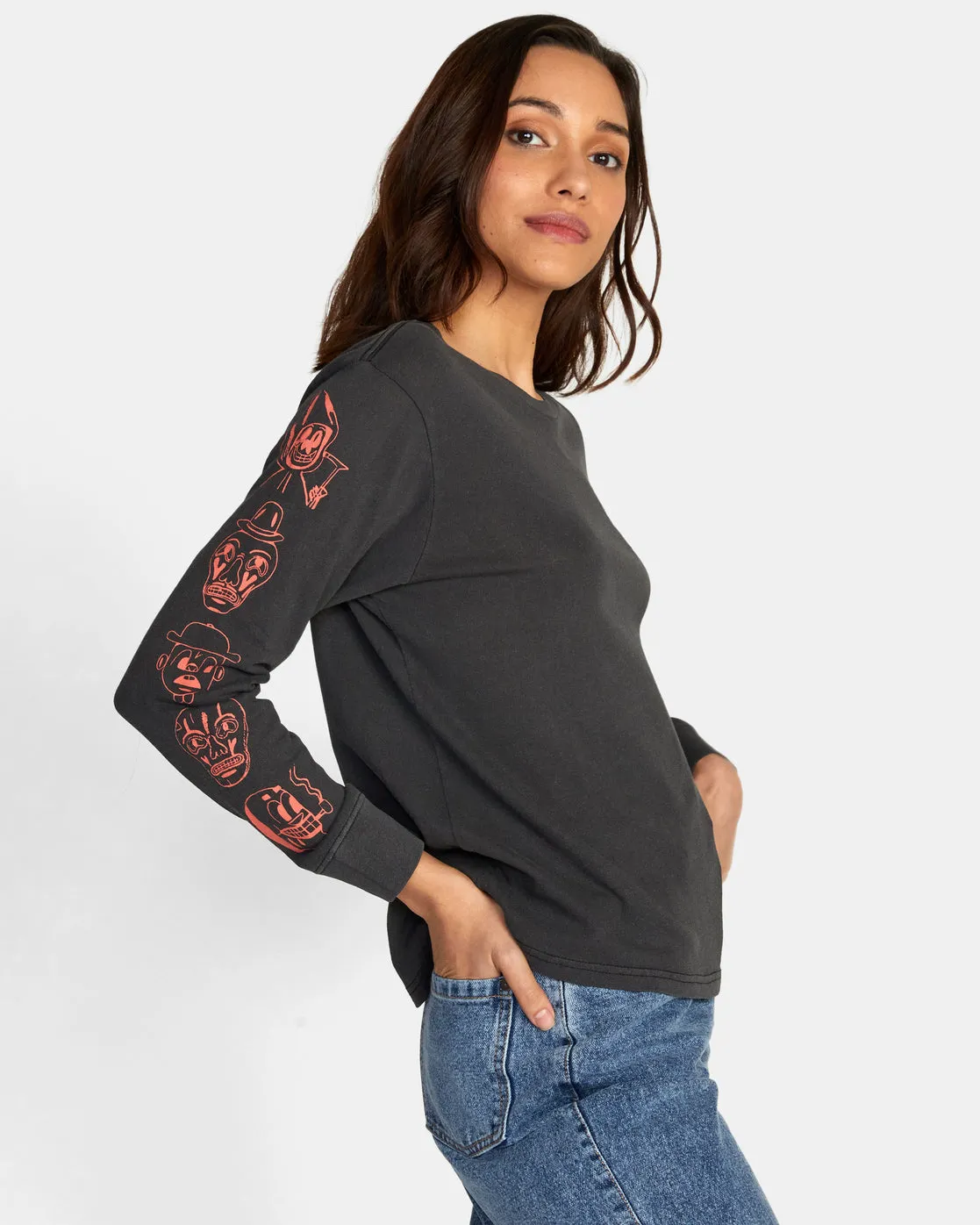 Dmote Gang Long Sleeve Tee - RVCA Black