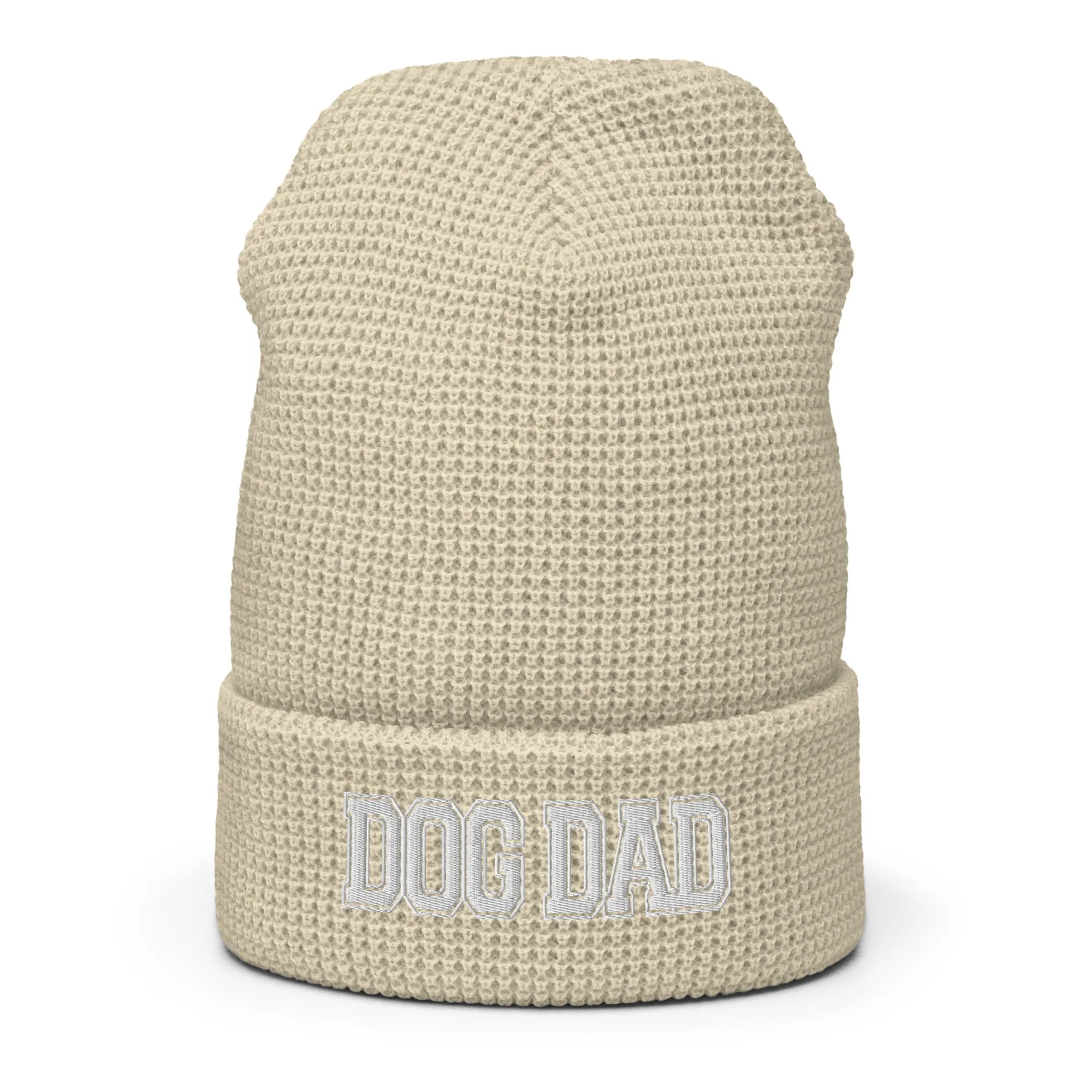 Dog Dad Varsity Font Embroidered Waffle Beanie | Multiple Color Options