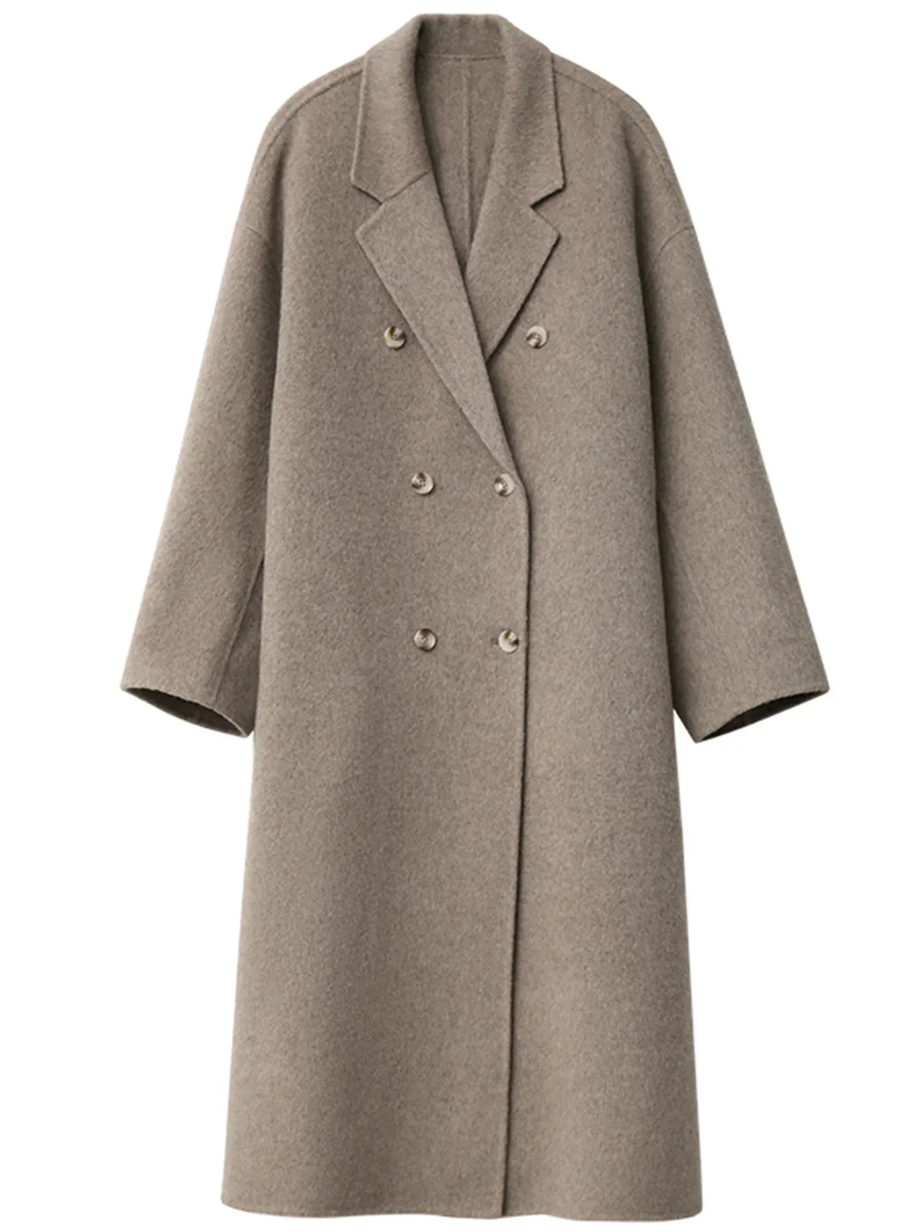 Double breasted oversized chic long wool trench coat