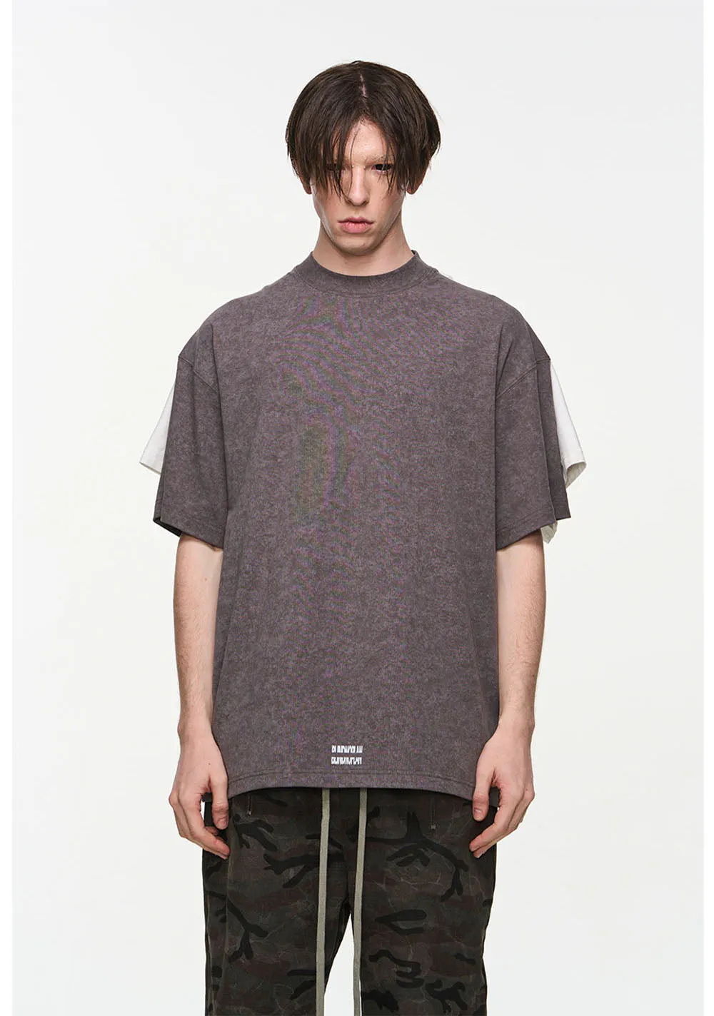 Double layered Damaged short sleeve T-shirt