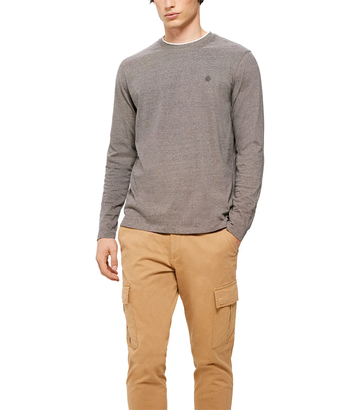 Double Microstripe Long Sleeve T-Shirt Gray